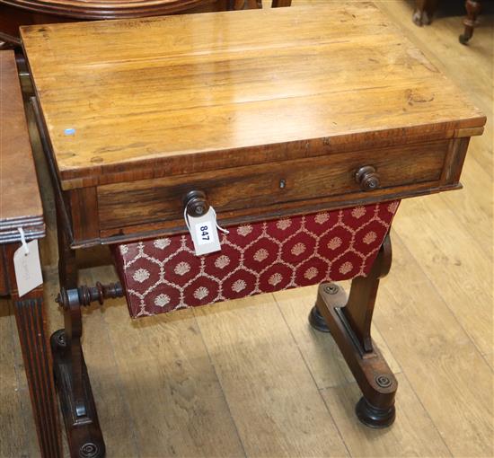 A Victorian rosewood work/card table W.60cm